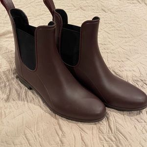 Maroon Rubber Rain Boots Chelsea Size 8